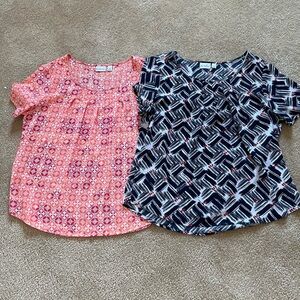 Kim Rogers Pink and Navy Patterned Blouses